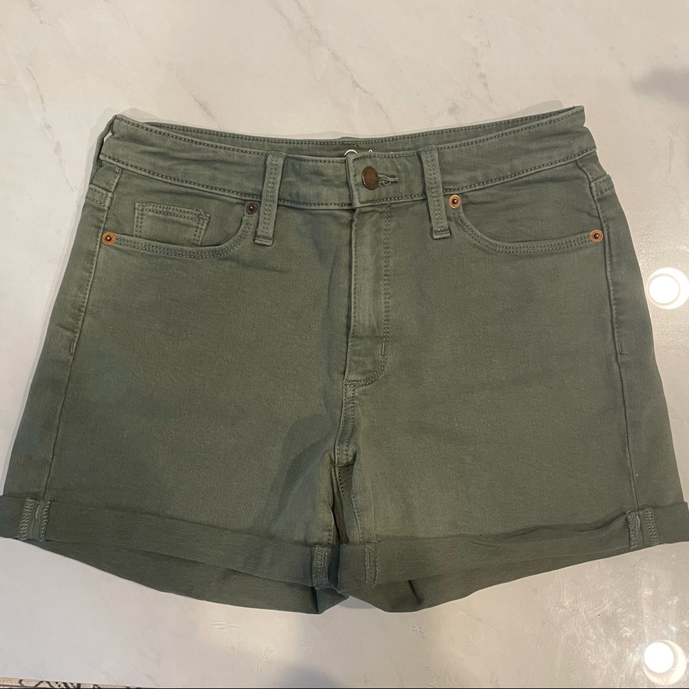 Olive Green Jean Shorts